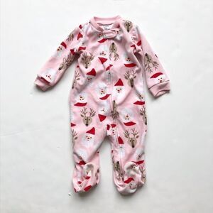 Carters Christmas fleece footed pajama GUC 9 month